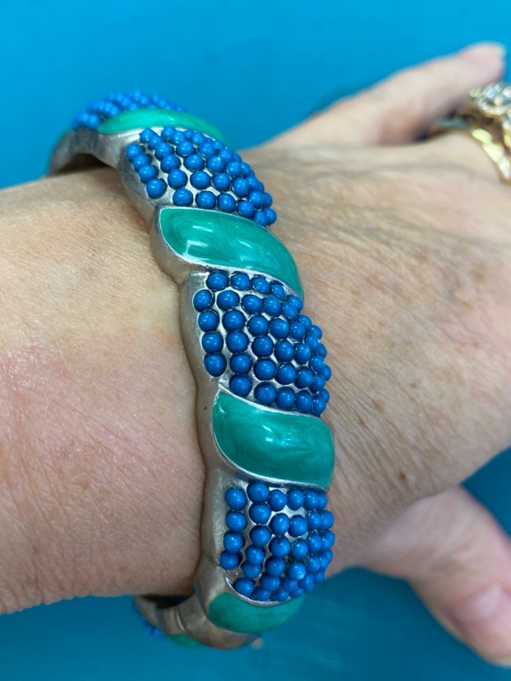Turquoise and Blue Bead Statement Bracelet